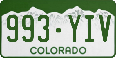 CO license plate 993YIV