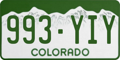 CO license plate 993YIY