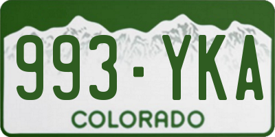 CO license plate 993YKA