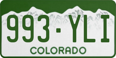 CO license plate 993YLI