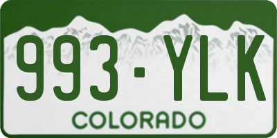 CO license plate 993YLK