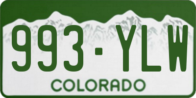 CO license plate 993YLW