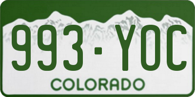 CO license plate 993YOC