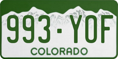 CO license plate 993YOF