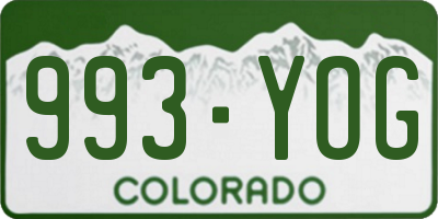 CO license plate 993YOG