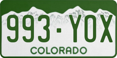 CO license plate 993YOX