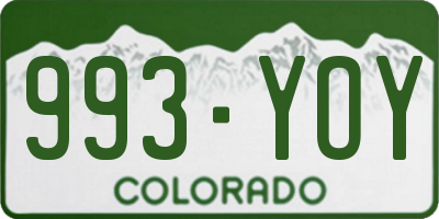 CO license plate 993YOY