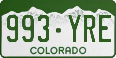 CO license plate 993YRE