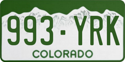 CO license plate 993YRK
