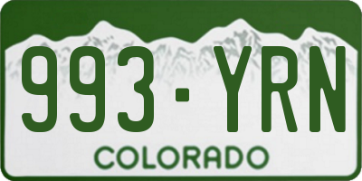 CO license plate 993YRN