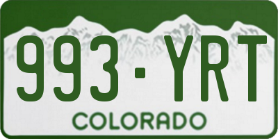 CO license plate 993YRT
