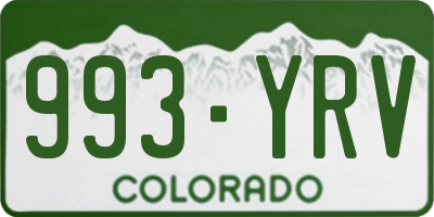 CO license plate 993YRV