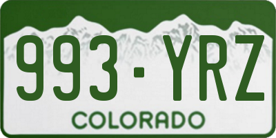CO license plate 993YRZ
