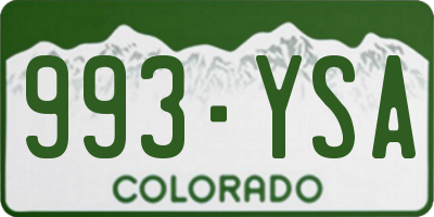 CO license plate 993YSA