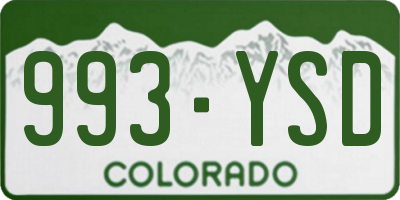 CO license plate 993YSD