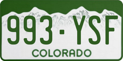 CO license plate 993YSF