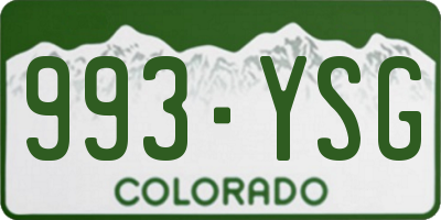 CO license plate 993YSG