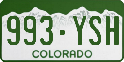 CO license plate 993YSH