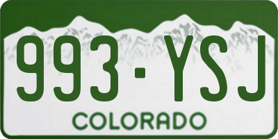 CO license plate 993YSJ