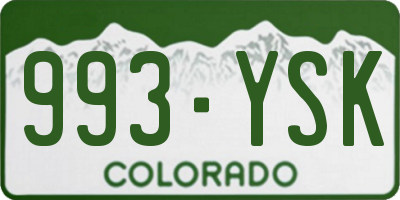 CO license plate 993YSK