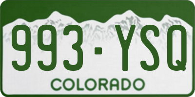 CO license plate 993YSQ