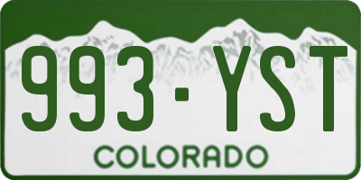 CO license plate 993YST