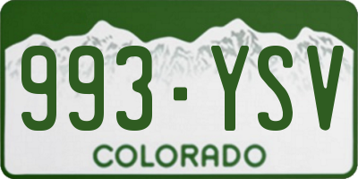 CO license plate 993YSV