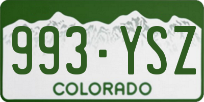 CO license plate 993YSZ
