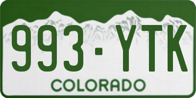 CO license plate 993YTK