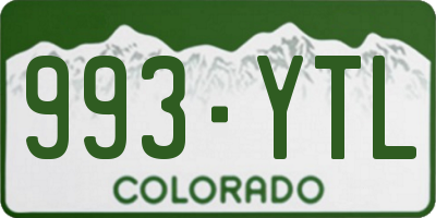 CO license plate 993YTL