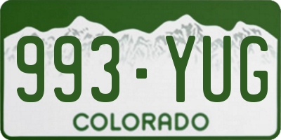 CO license plate 993YUG