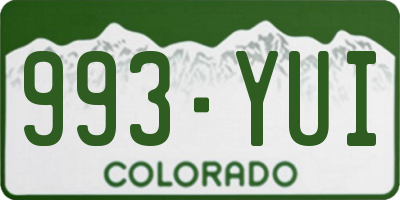 CO license plate 993YUI