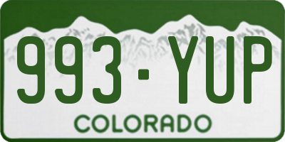 CO license plate 993YUP