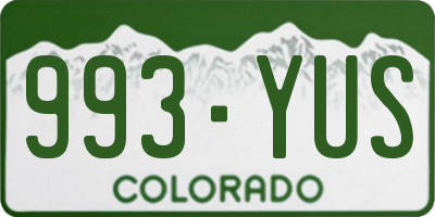 CO license plate 993YUS