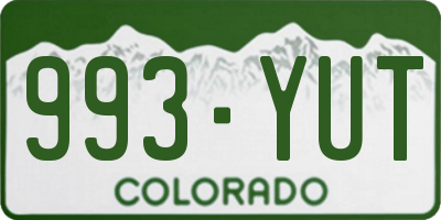 CO license plate 993YUT