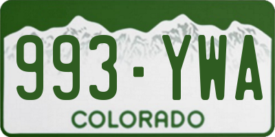 CO license plate 993YWA