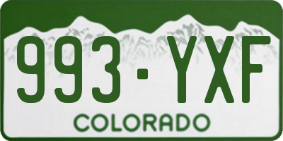 CO license plate 993YXF