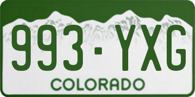 CO license plate 993YXG