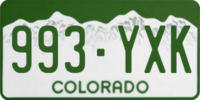 CO license plate 993YXK