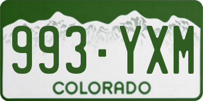 CO license plate 993YXM