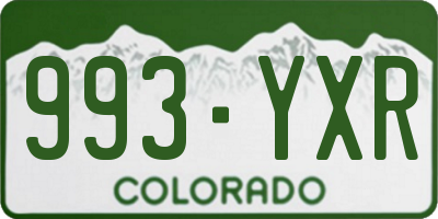 CO license plate 993YXR