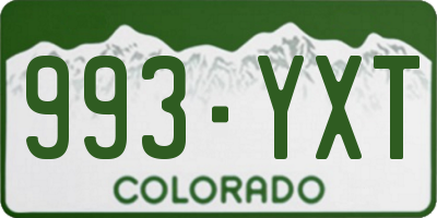 CO license plate 993YXT