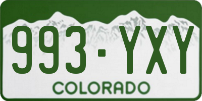 CO license plate 993YXY