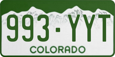 CO license plate 993YYT