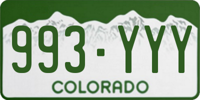 CO license plate 993YYY