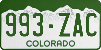 CO license plate 993ZAC