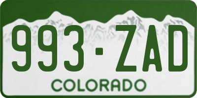 CO license plate 993ZAD