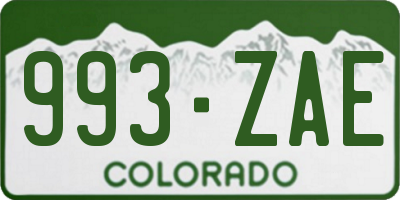 CO license plate 993ZAE