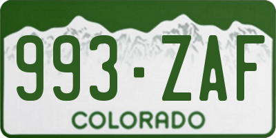 CO license plate 993ZAF