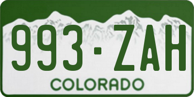 CO license plate 993ZAH